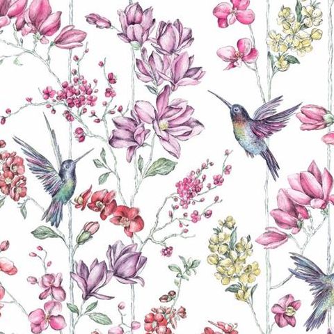 Statement Charm Hummingbirds Wallpaper White/Multi 12390