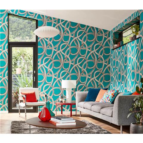Ohpopsi Concept Wallpaper Twisted Geo CEP50124 Turquoise