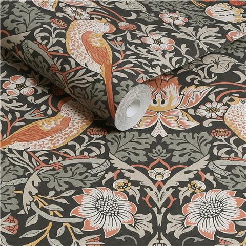 William Morris at Home Wallpaper Strawberry Thief 124230 Charcoal