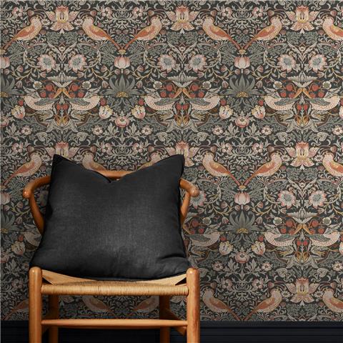 William Morris at Home Wallpaper Strawberry Thief 124230 Charcoal
