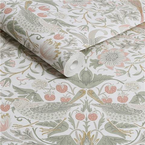 William Morris at Home Wallpaper Strawberry Thief 124233 Sage/Pink