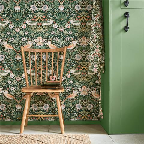 William Morris at Home Wallpaper Strawberry Thief 124234 Rich Green