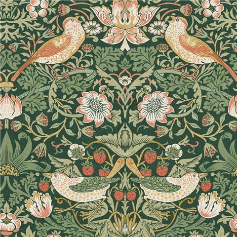 William Morris at Home Wallpaper Strawberry Thief 124234 Rich Green