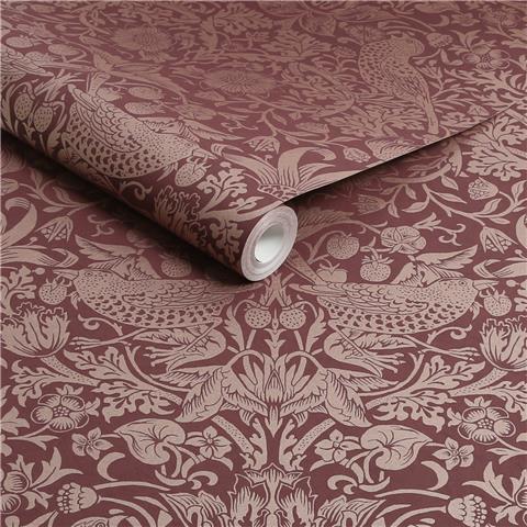 William Morris at Home Wallpaper Strawberry Thief Fibrous 124235 Burgundy