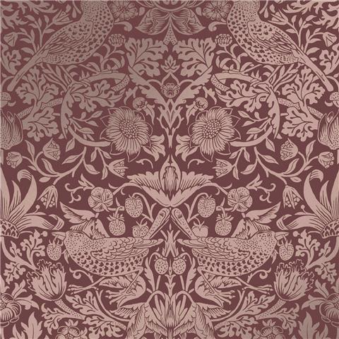 William Morris at Home Wallpaper Strawberry Thief Fibrous 124235 Burgundy