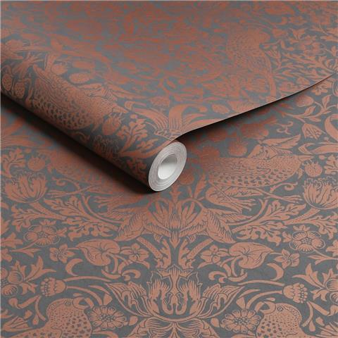 William Morris at Home Wallpaper Strawberry Thief Fibrous 124236 Charcoal