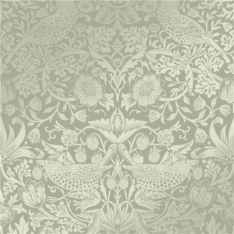 William Morris at Home Wallpaper Strawberry Thief Fibrous 124237 Sage