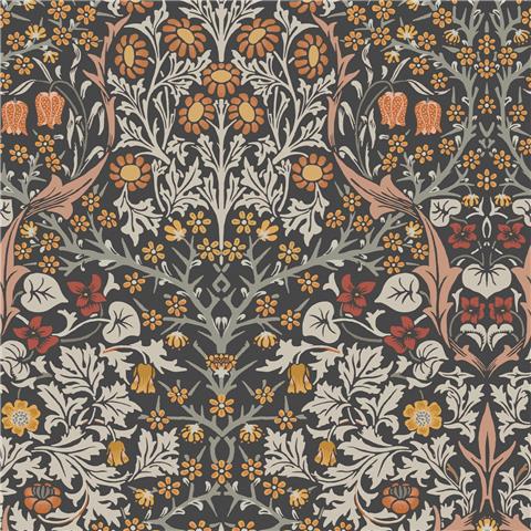 William Morris at Home Wallpaper Blackthorn 124250 Charcoal/Burnt Orange