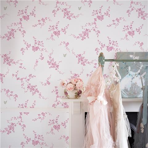 Rachel Ashwell Shabby Chic Wallpaper Butterflies 125107 Pink