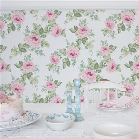 Rachel Ashwell Shabby Chic Wallpaper Royal Bouquet 125111 Pink