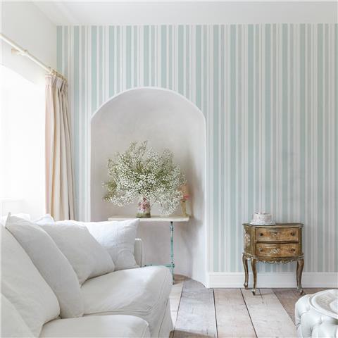 Rachel Ashwell Shabby Chic Wallpaper Watercolour Stripe 125117 Blue