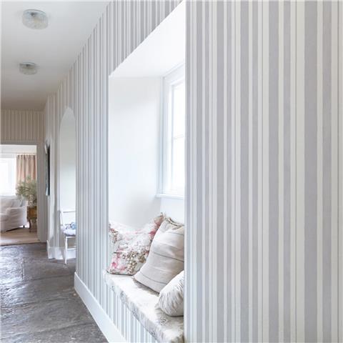 Rachel Ashwell Shabby Chic Wallpaper Watercolour Stripe 125118 Grey