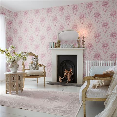 Rachel Ashwell Shabby Chic Wallpaper Garden Floral 125126 Pink Tonal