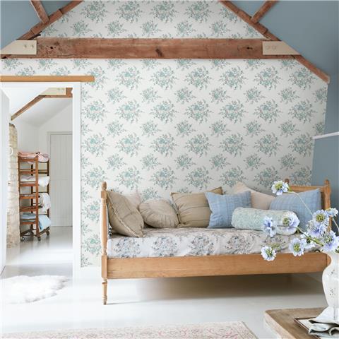 Rachel Ashwell Shabby Chic Wallpaper Rose Blossom 125134 Teal