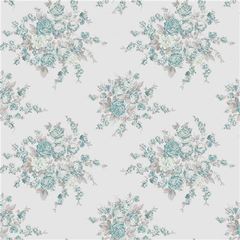 Rachel Ashwell Shabby Chic Wallpaper Rose Blossom 125134 Teal