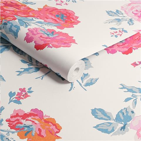 Cath Kidston Wallpaper Archive Rose 125495 Blue & Pink