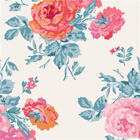 Cath Kidston Wallpaper Archive Rose 125495 Blue & Pink