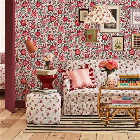 Cath Kidston Wallpaper Strawberry Garden 125497 Rose