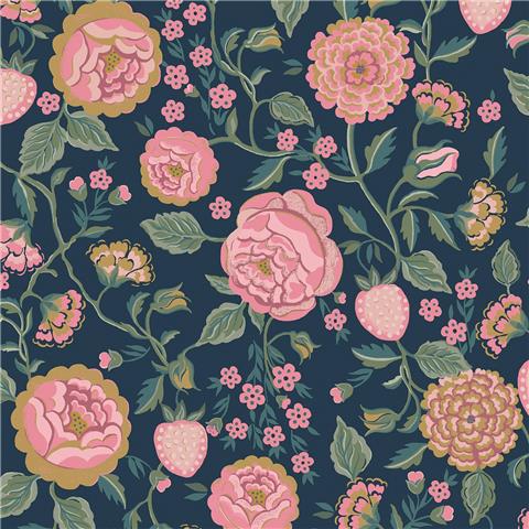 Cath Kidston Wallpaper Strawberry Garden 125500 Navy