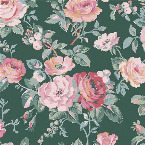 Cath Kidston Wallpaper Garden Rose 125502 Green