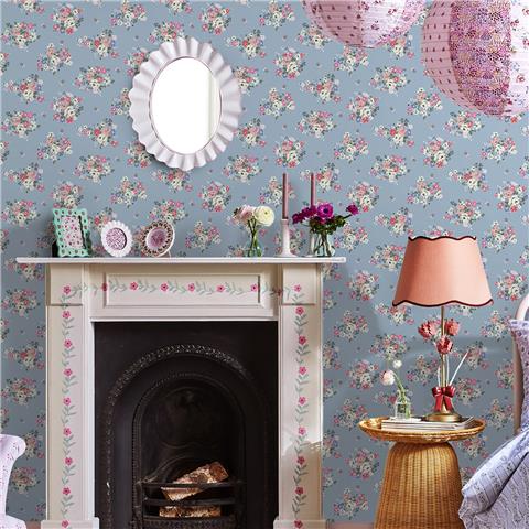 Cath Kidston Wallpaper Clifton Floral 125507 Blue