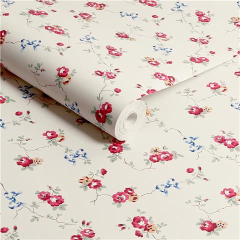 Cath Kidston Wallpaper Rose & Bows 125511 Cream