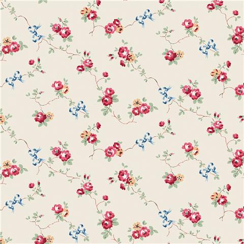 Cath Kidston Wallpaper Rose & Bows 125511 Cream