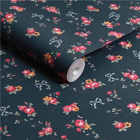 Cath Kidston Wallpaper Rose & Bows 125512 Navy