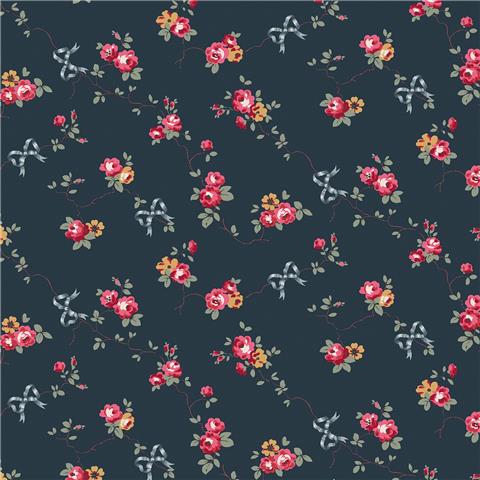 Cath Kidston Wallpaper Rose & Bows 125512 Navy