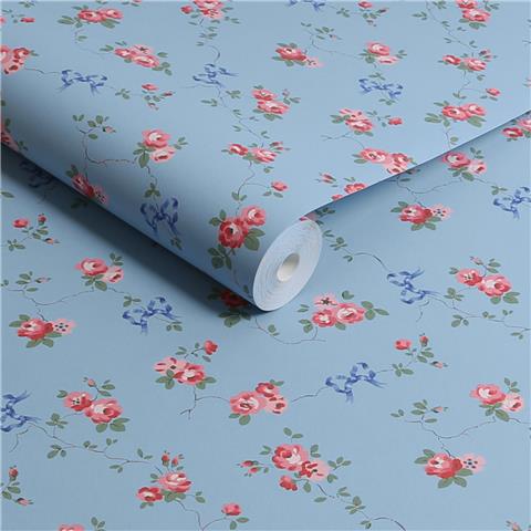 Cath Kidston Wallpaper Rose & Bows 125513 Blue