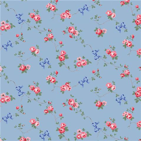 Cath Kidston Wallpaper Rose & Bows 125513 Blue