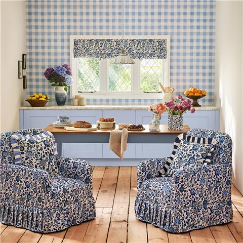 Cath Kidston Wallpaper Painted Gingham 125514 Blue