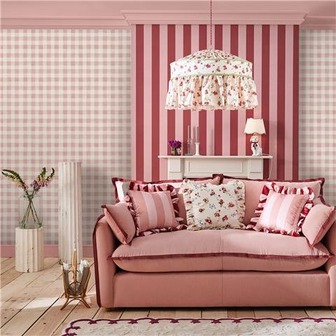 Cath Kidston Wallpaper Painted Gingham 125515 Pink