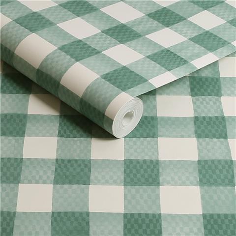 Cath Kidston Wallpaper Painted Gingham 125516 Green