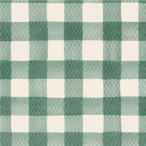 Cath Kidston Wallpaper Painted Gingham 125516 Green