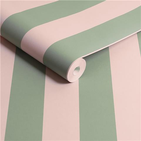 Cath Kidston Wallpaper Canopy Stripe 125518 Green/Pink