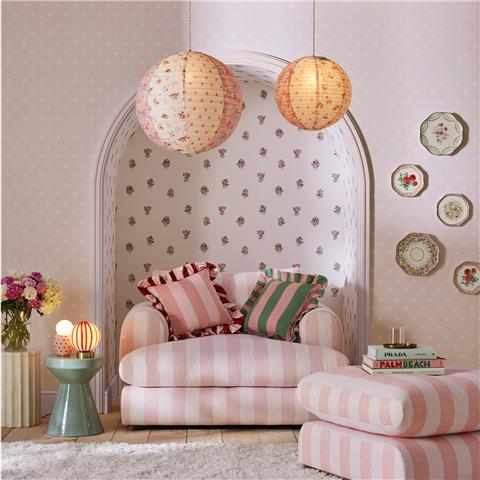 Cath Kidston Wallpaper Button Spot 125520 Pink