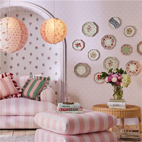 Cath Kidston Wallpaper Button Spot 125520 Pink