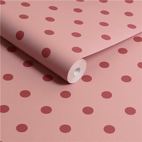 Cath Kidston Wallpaper Button Spot 125521 Pink/Red