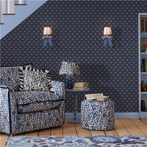 Cath Kidston Wallpaper Button Spot 125523 Navy