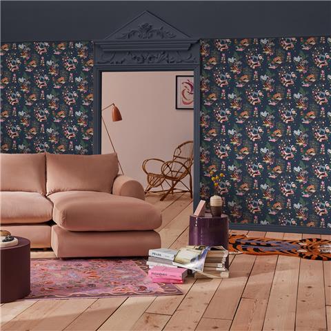 Cath Kidston Wallpaper Painted Kingdom 125526 Navy