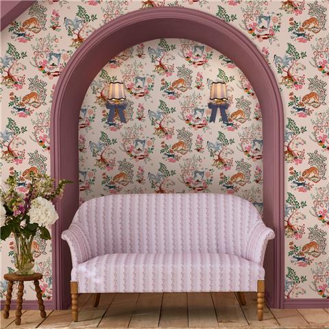 Cath Kidston Wallpaper Painted Kingdom 125528 Pink