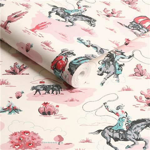 Cath Kidston Wallpaper Cowgirls 125534 Pink