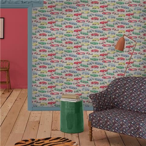 Cath Kidston Wallpaper Vintage Cars 125535 Multi