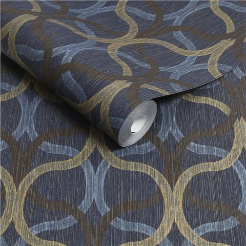 Boutique Refine Geo Wallpaper 128000 Navy/Gold