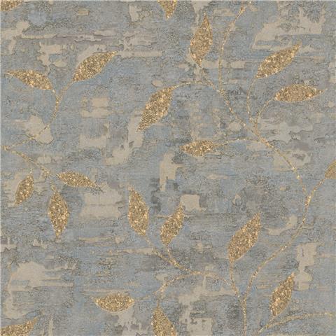 Boutique Ornamental Leaf Wallpaper 128796 Steel Gold