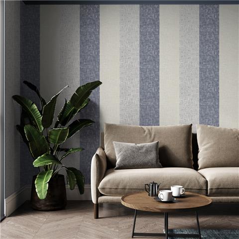 Super Fresco Meadow Stripe Textured Wallpaper 128978 Navy/Rose Gold