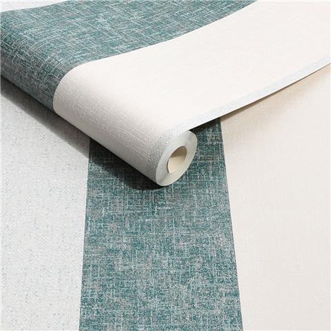 Super Fresco Meadow Stripe Textured Wallpaper 128984 Teal/Rose Gold