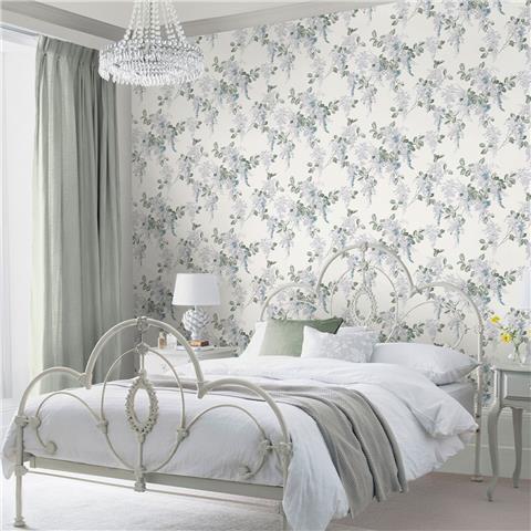 Laura Ashley Wallpaper Mirabelle 130106 Pale Seaspray