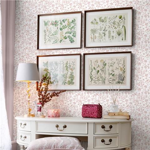 Laura Ashley Wallpaper Shepherds Purse 130108 Dark Blush